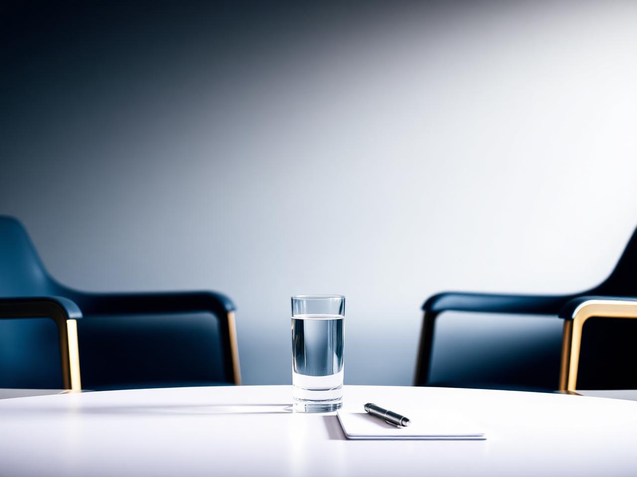 Calm mediation table with two chairs facing each other