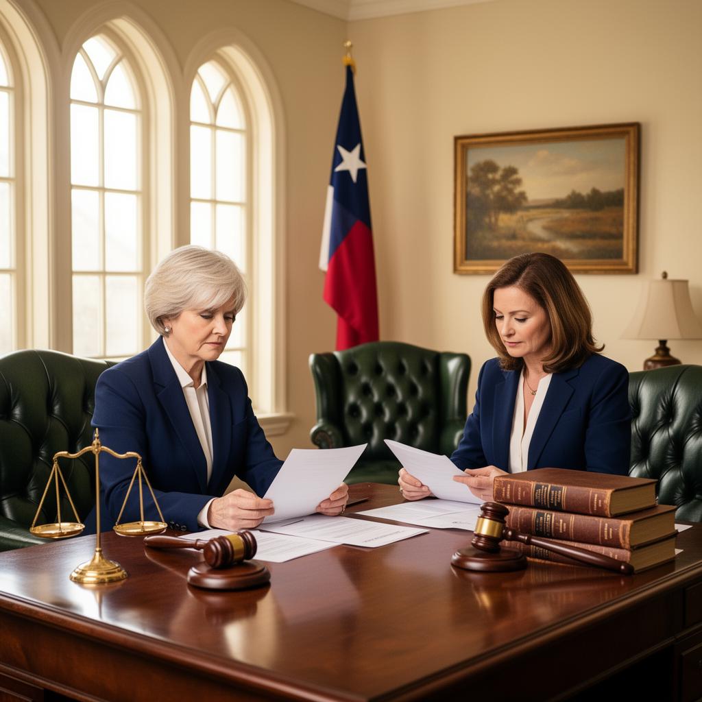 Attorneys reviewing family law documents in a bright professional office
